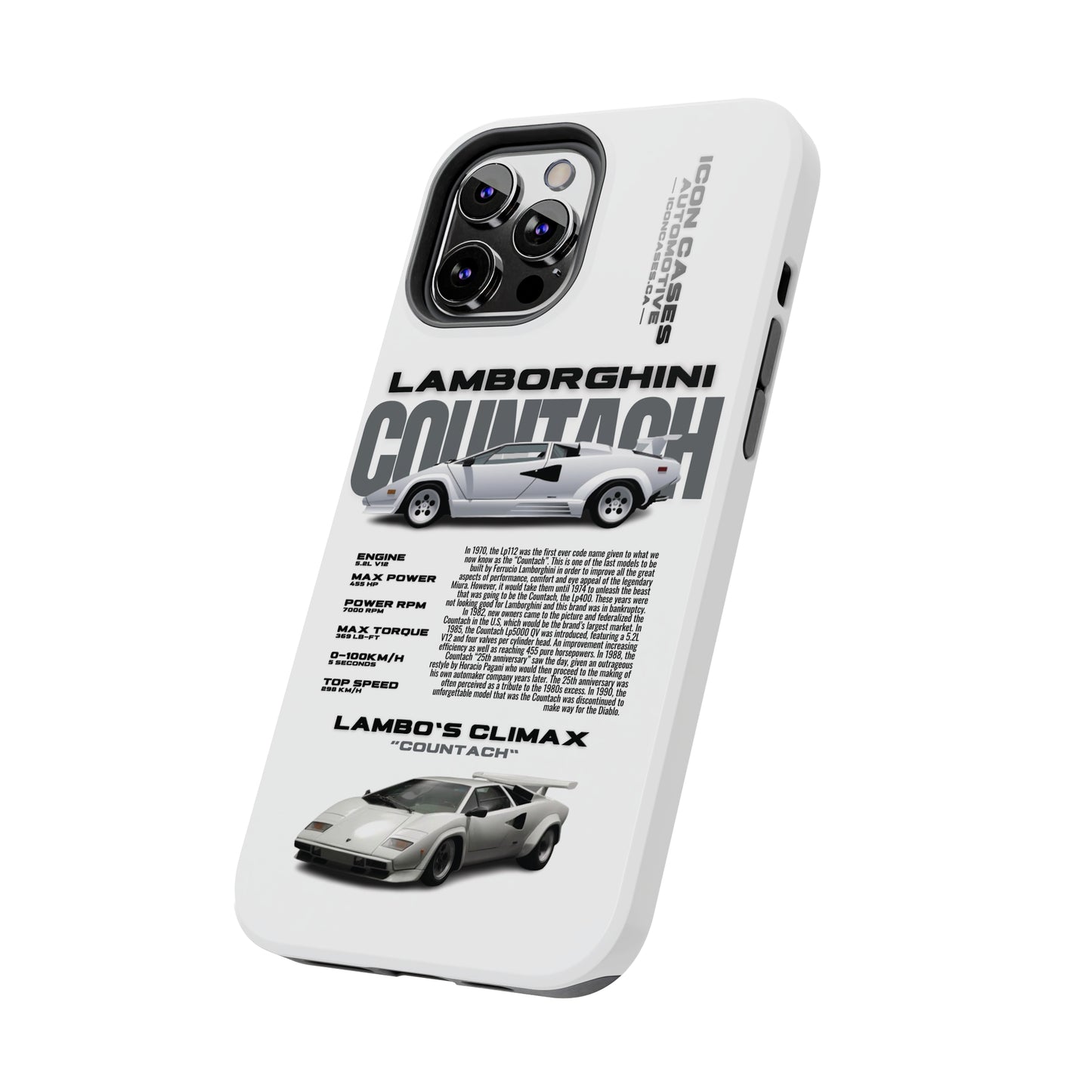 "Countach" White Case Phone Case Icon Cases