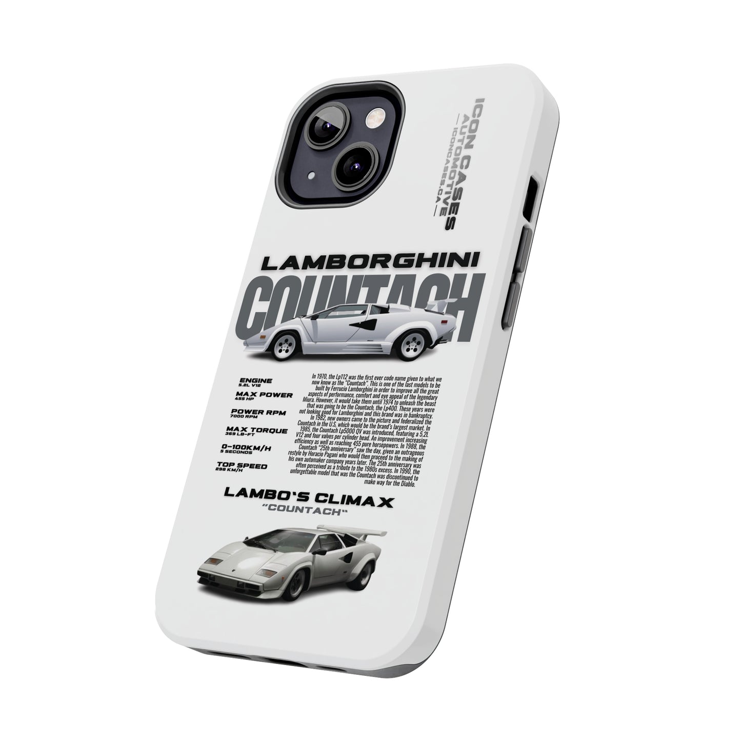 "Countach" White Case Phone Case Icon Cases