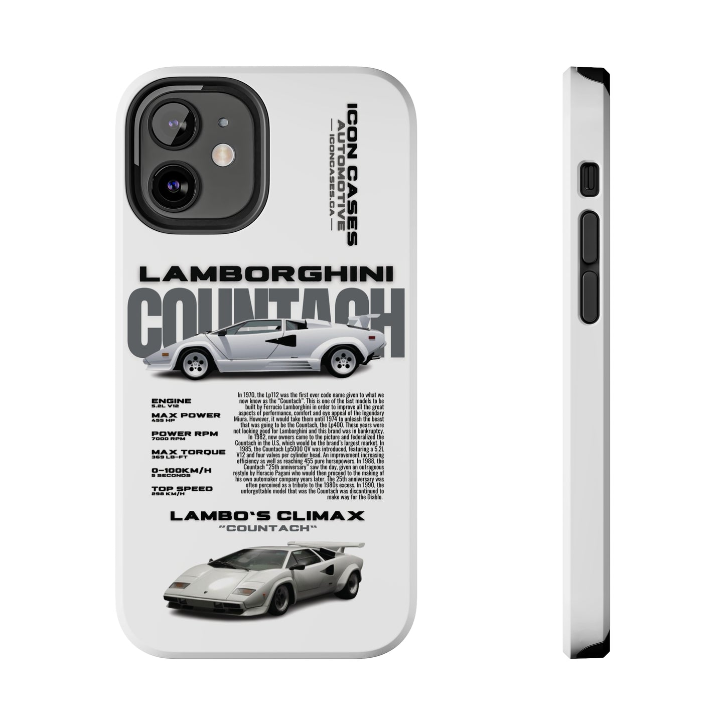 "Countach" White Case Phone Case Icon Cases