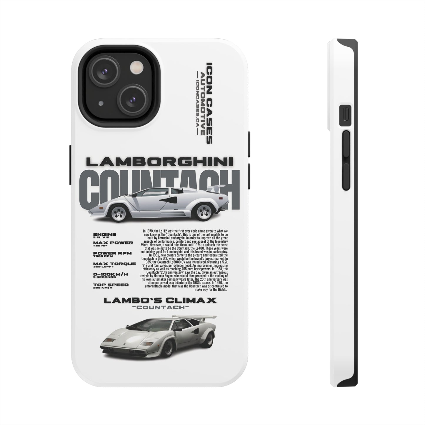"Countach" White Case Phone Case Icon Cases
