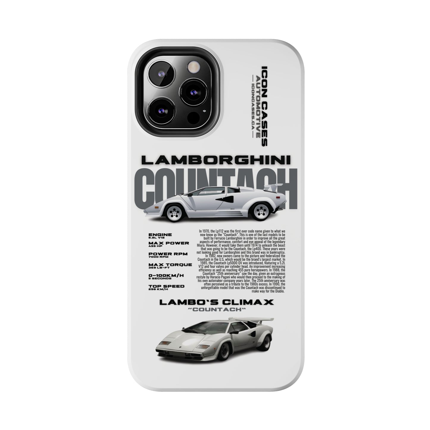 "Countach" White Case Phone Case Icon Cases