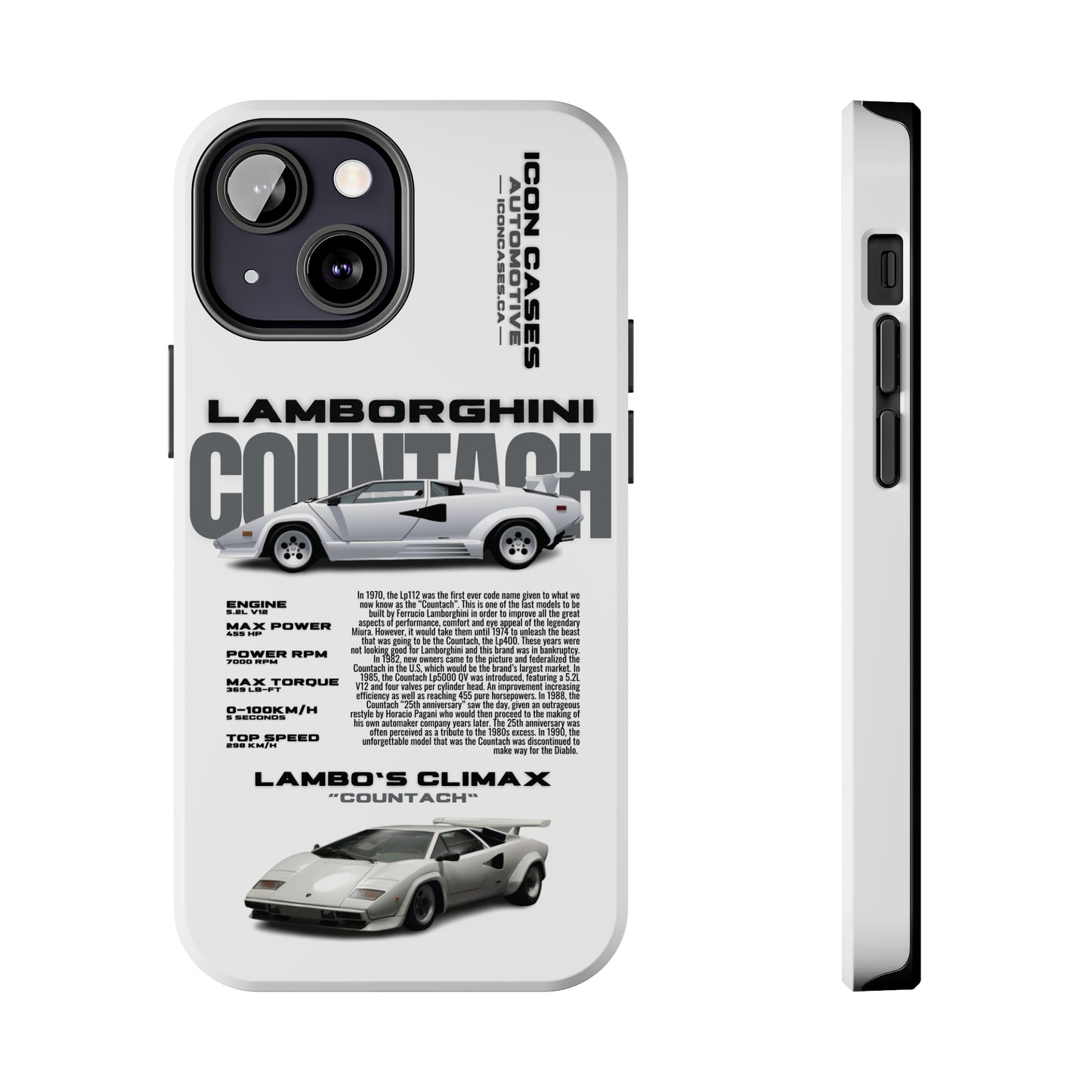 "Countach" White Case Phone Case Icon Cases