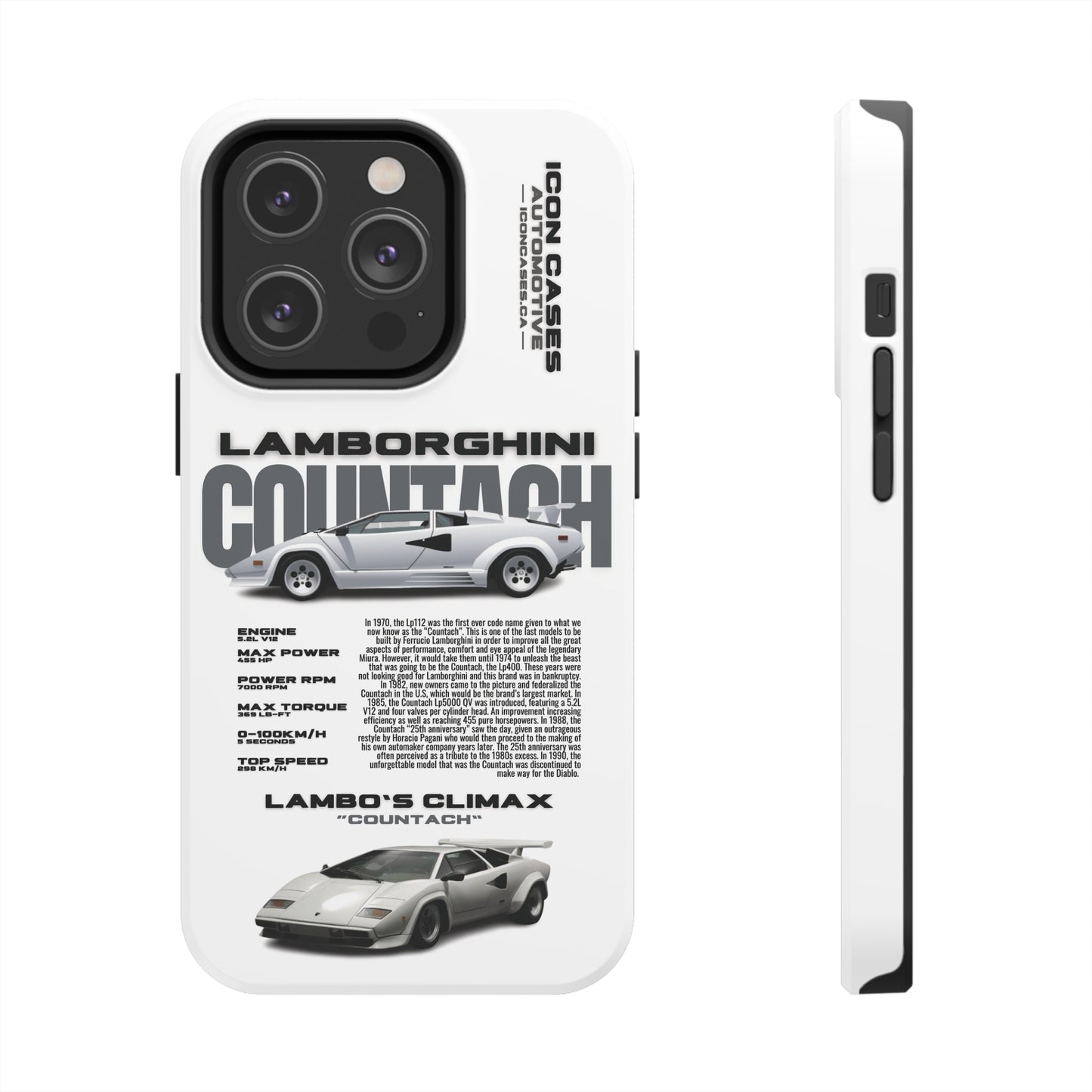"Countach" White Case Phone Case Icon Cases