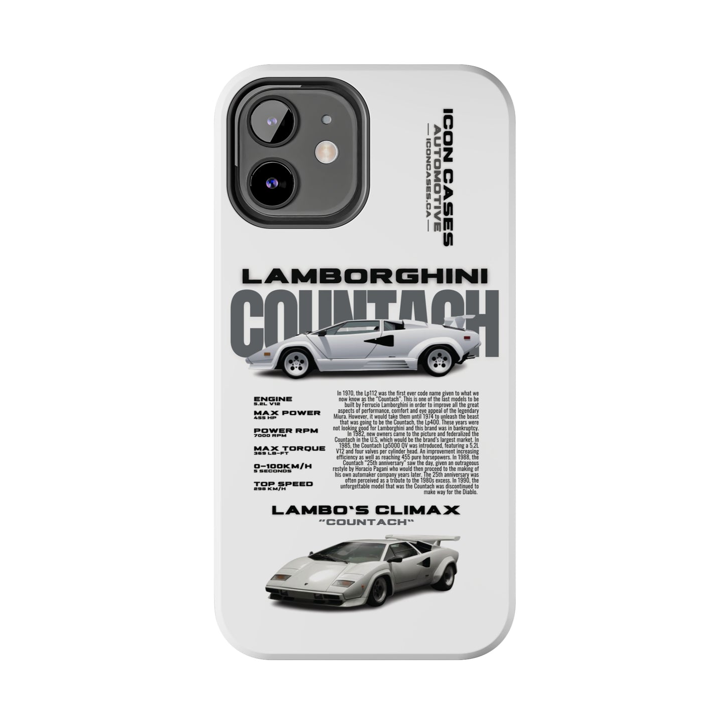 "Countach" White Case Phone Case Icon Cases