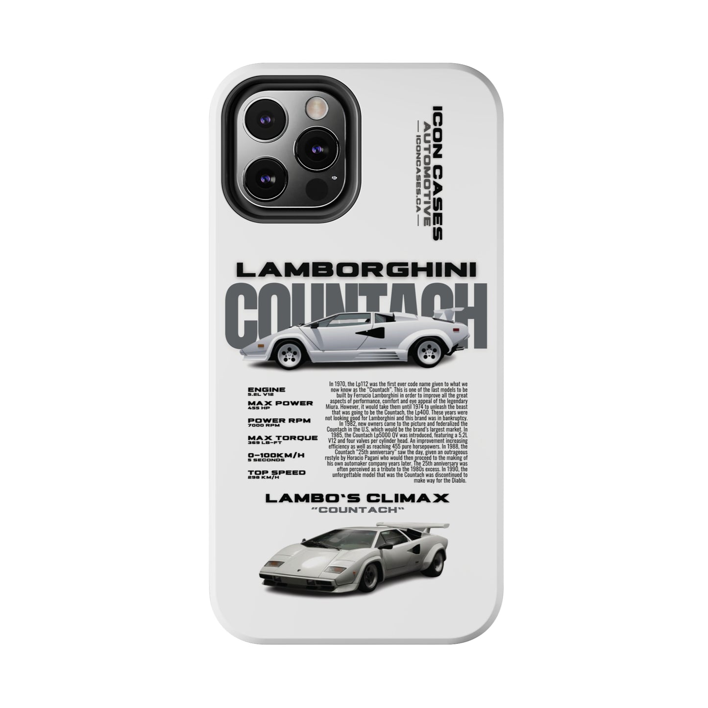 "Countach" White Case Phone Case Icon Cases