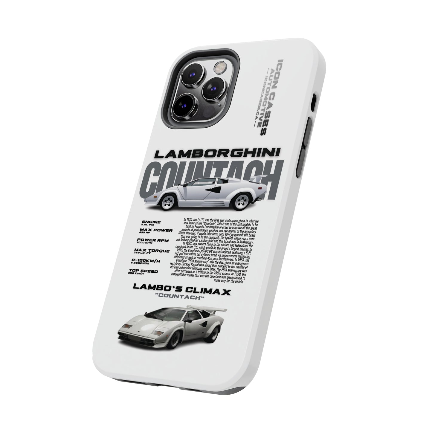 "Countach" White Case Phone Case Icon Cases