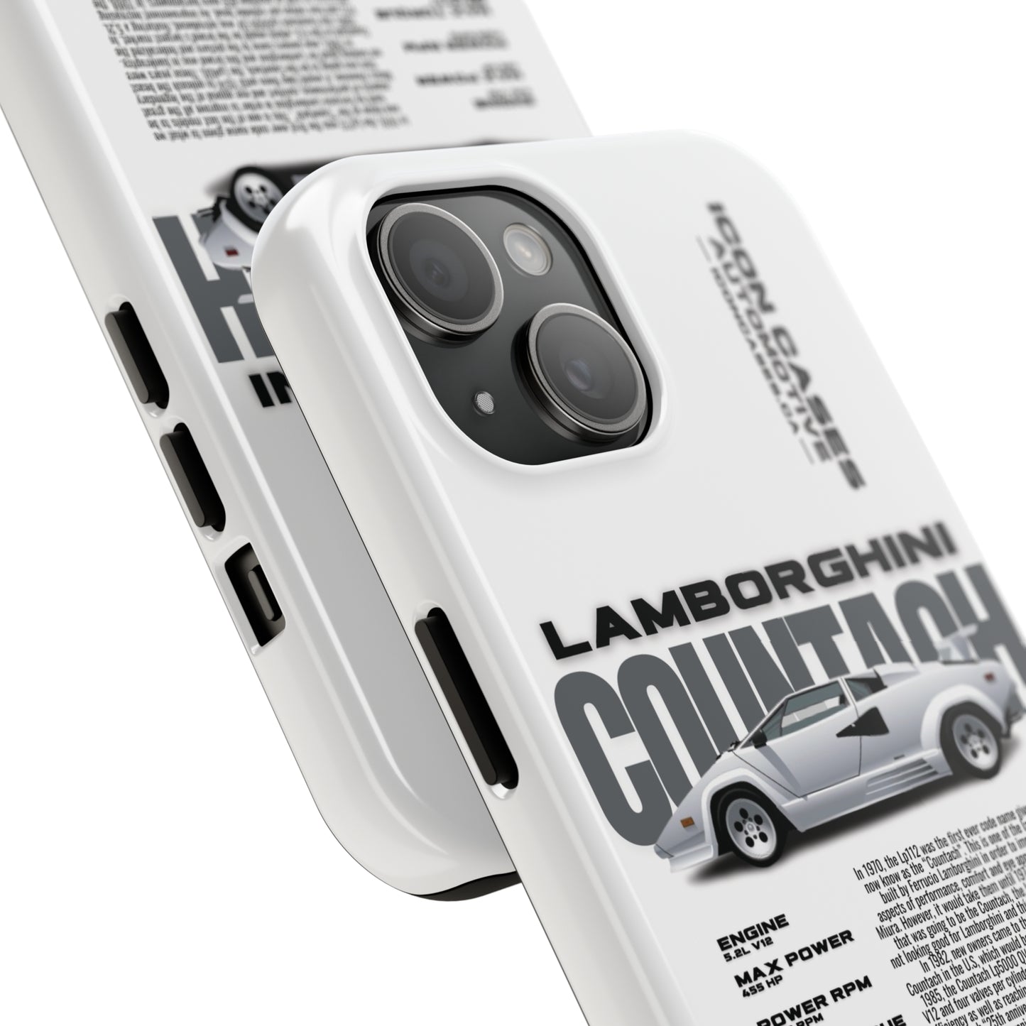 "Countach" White Case Phone Case Icon Cases