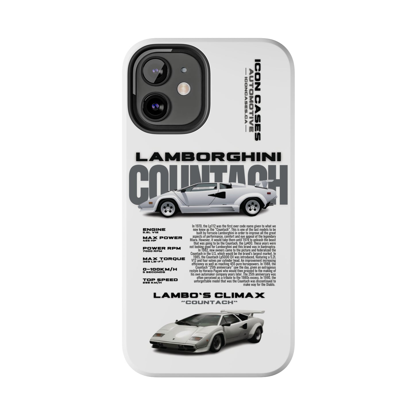 "Countach" White Case Phone Case Icon Cases