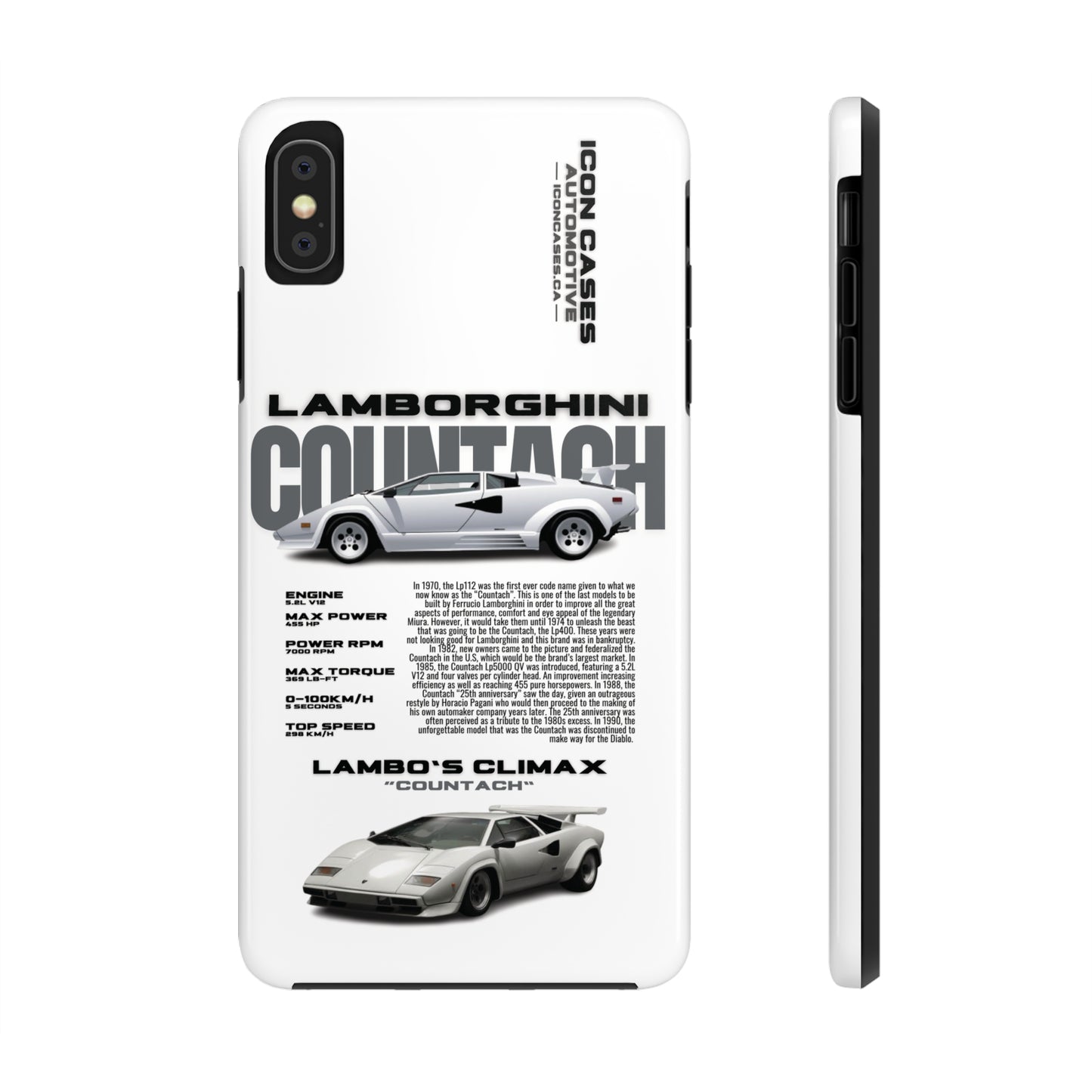 "Countach" White Case Phone Case Icon Cases