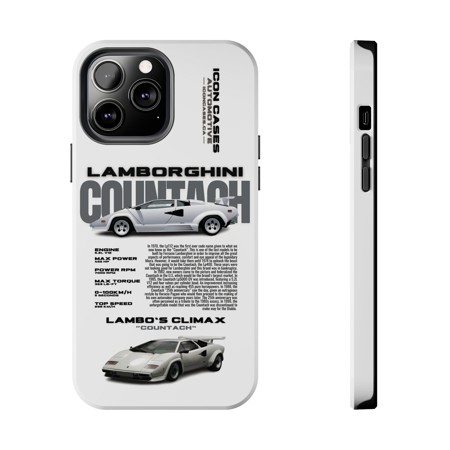 "Countach" White Case Phone Case Icon Cases