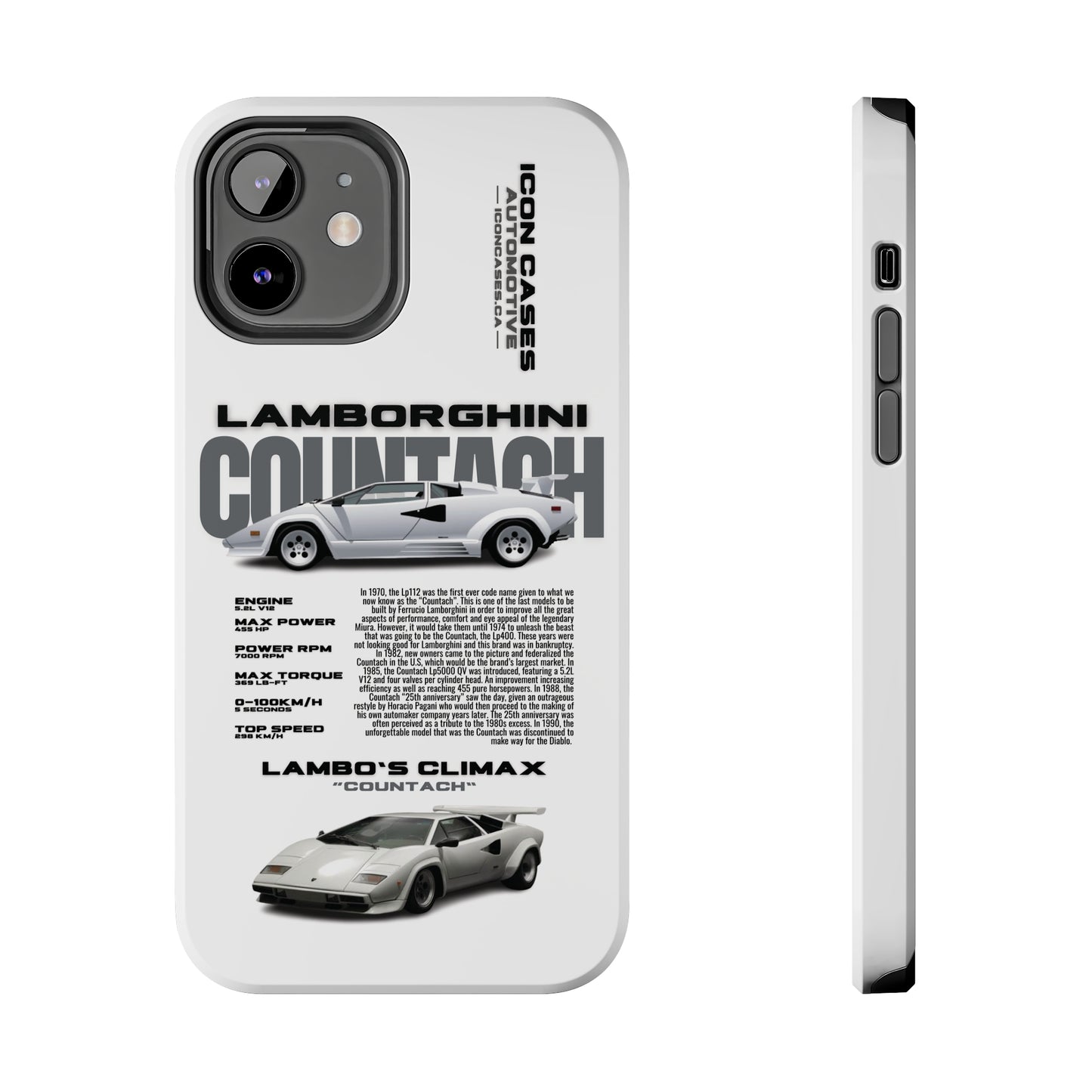 "Countach" White Case Phone Case Icon Cases