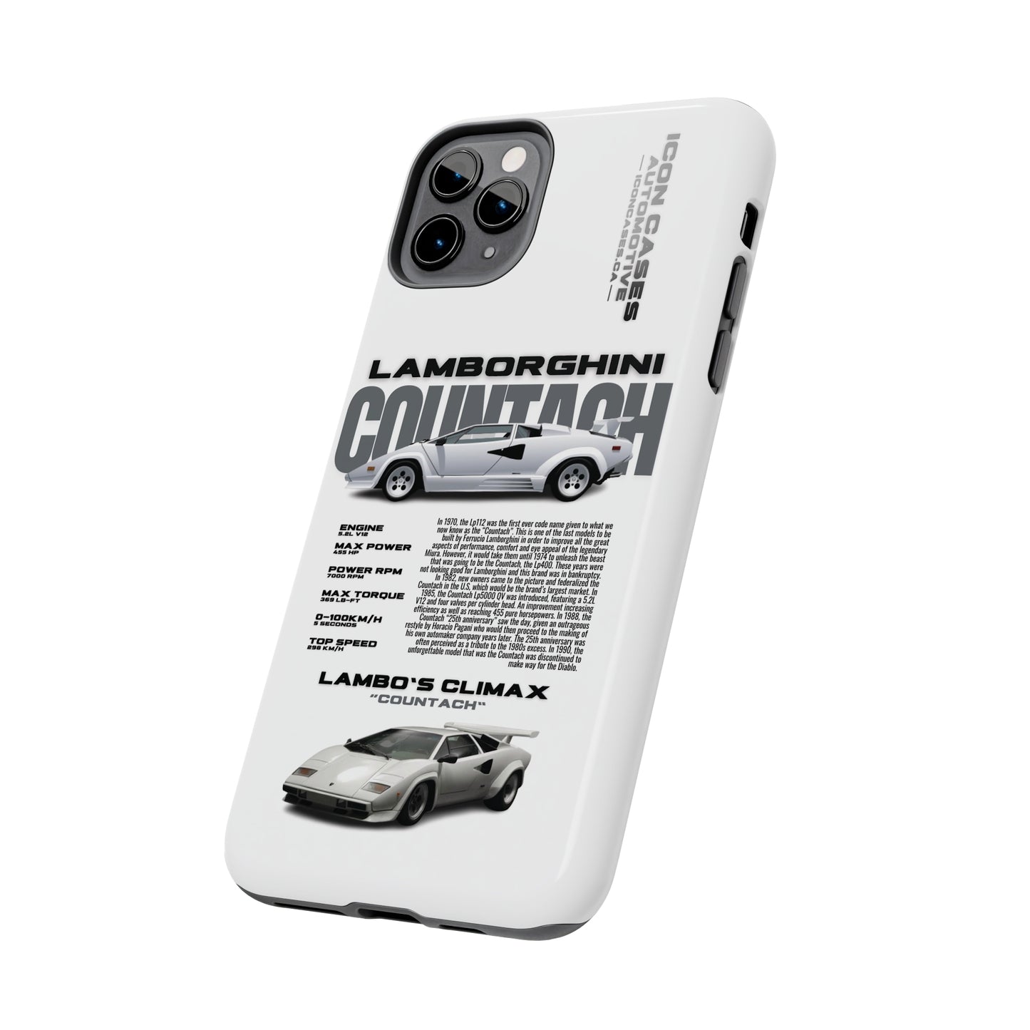 "Countach" White Case Phone Case Icon Cases