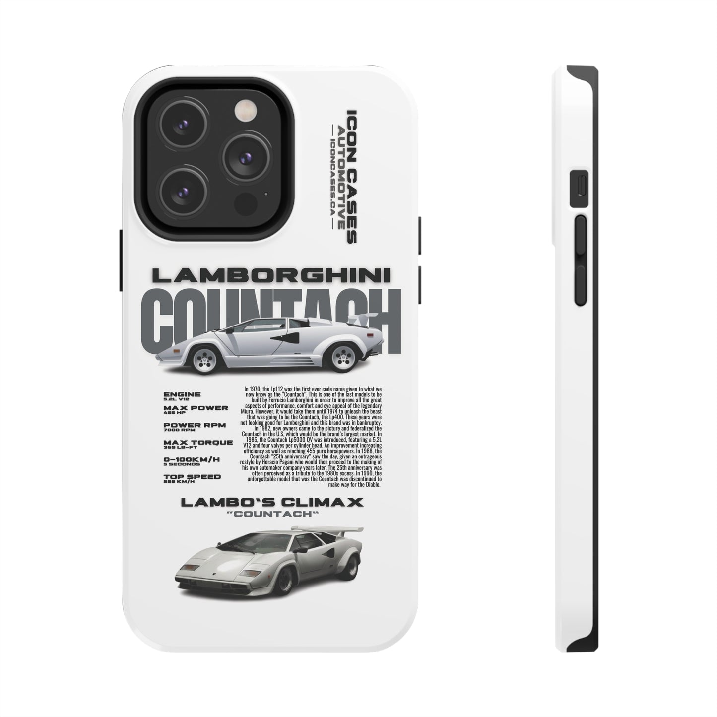 "Countach" White Case Phone Case Icon Cases