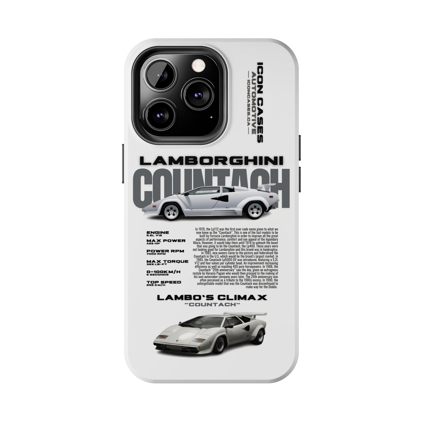 "Countach" White Case Phone Case Icon Cases