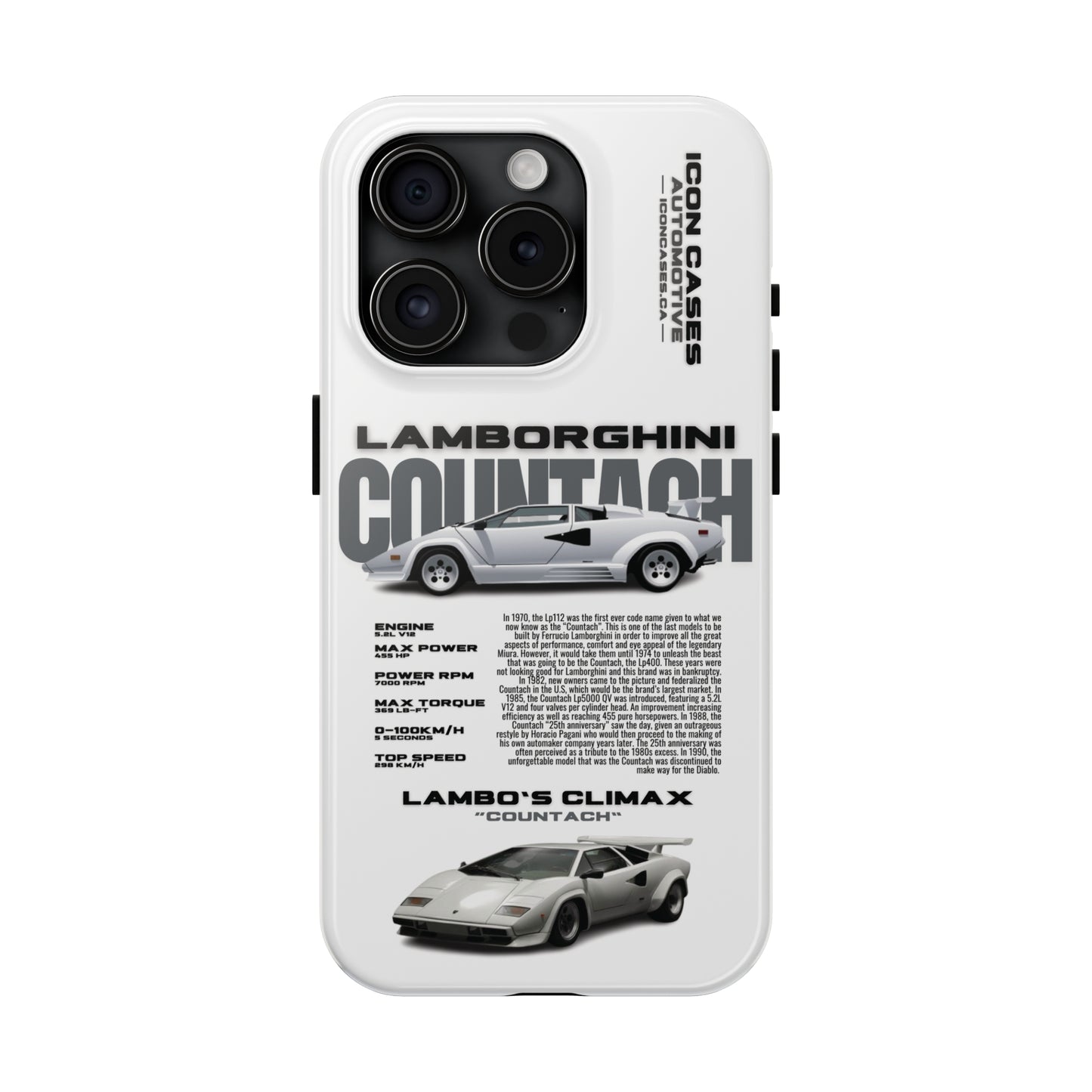 "Countach" White Case Phone Case Icon Cases