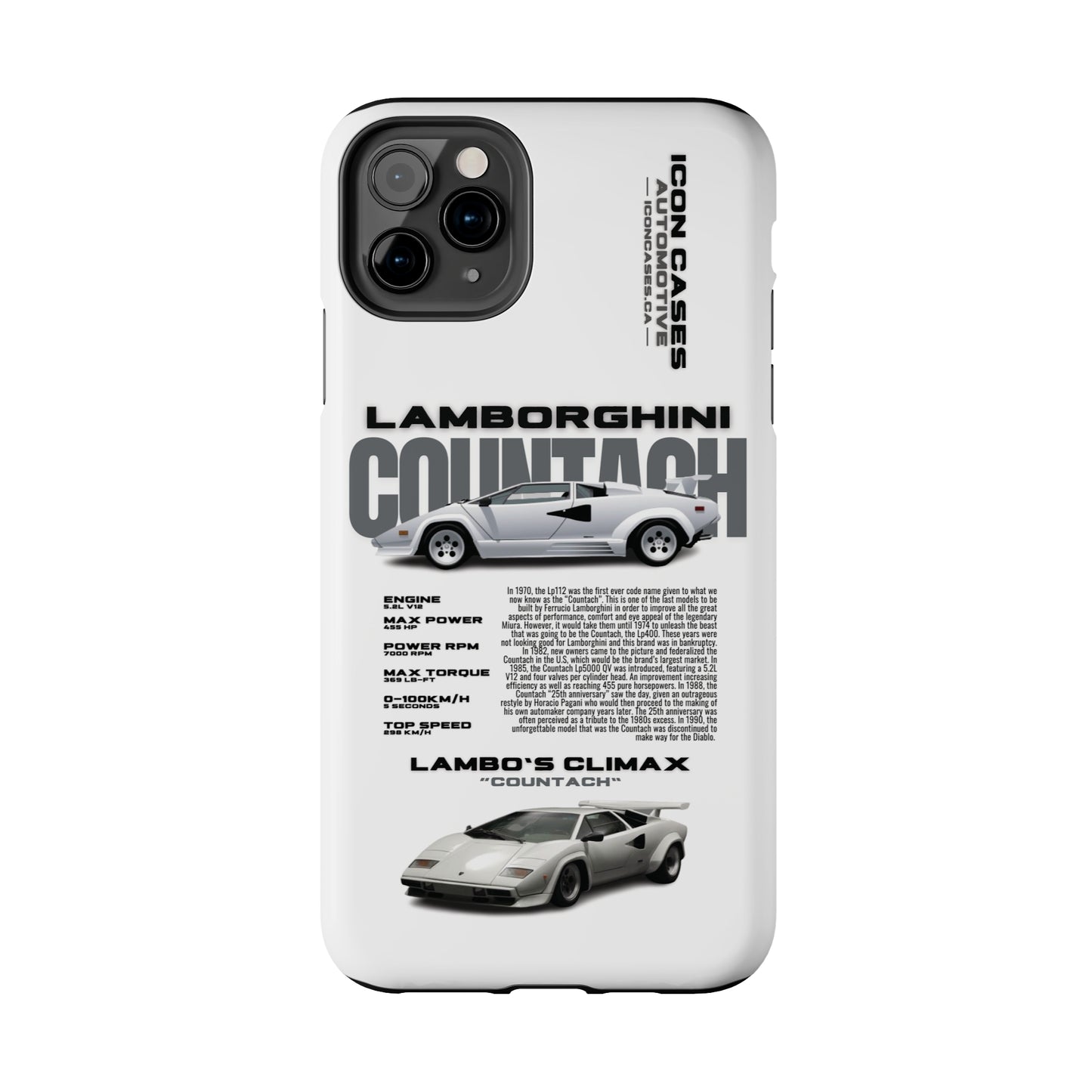 "Countach" White Case Phone Case Icon Cases