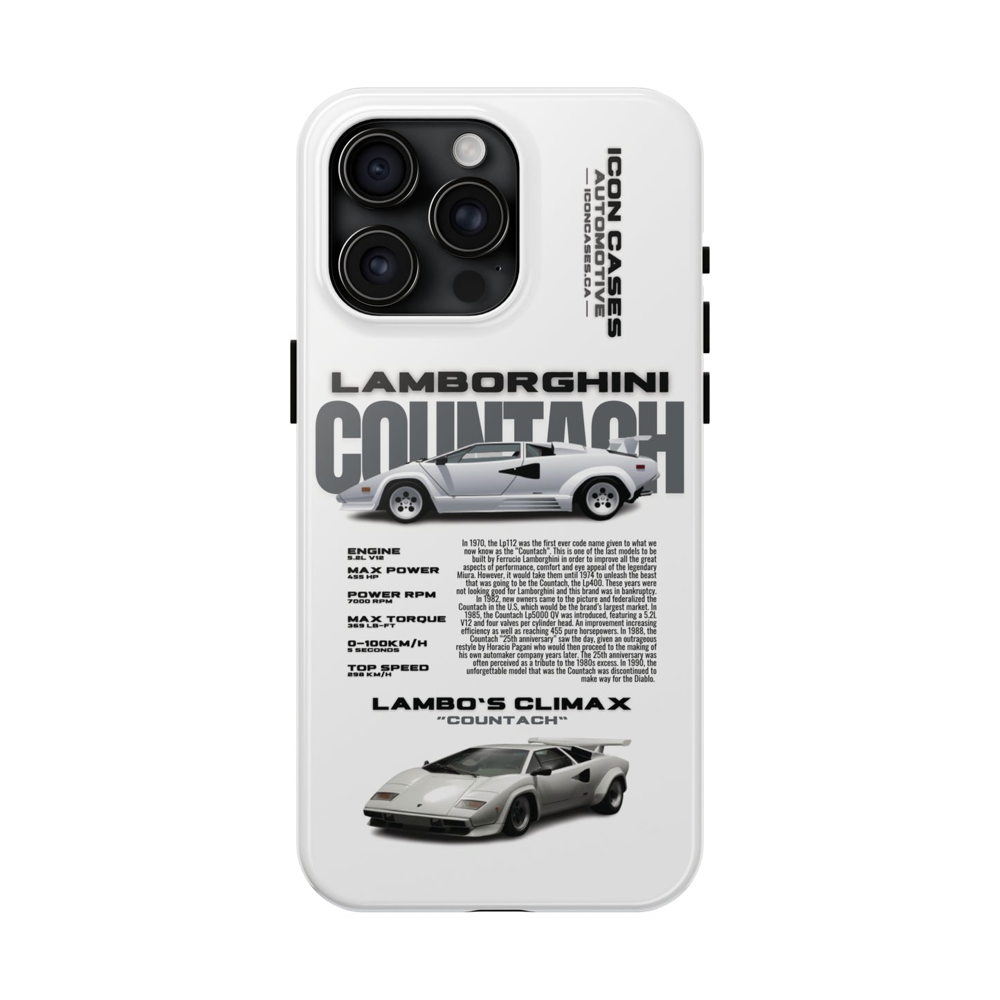 "Countach" White Case Phone Case Icon Cases