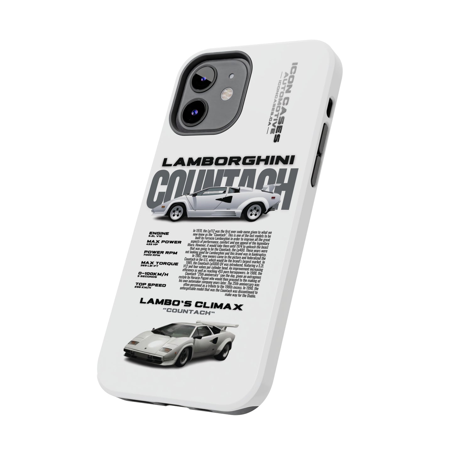 "Countach" White Case Phone Case Icon Cases