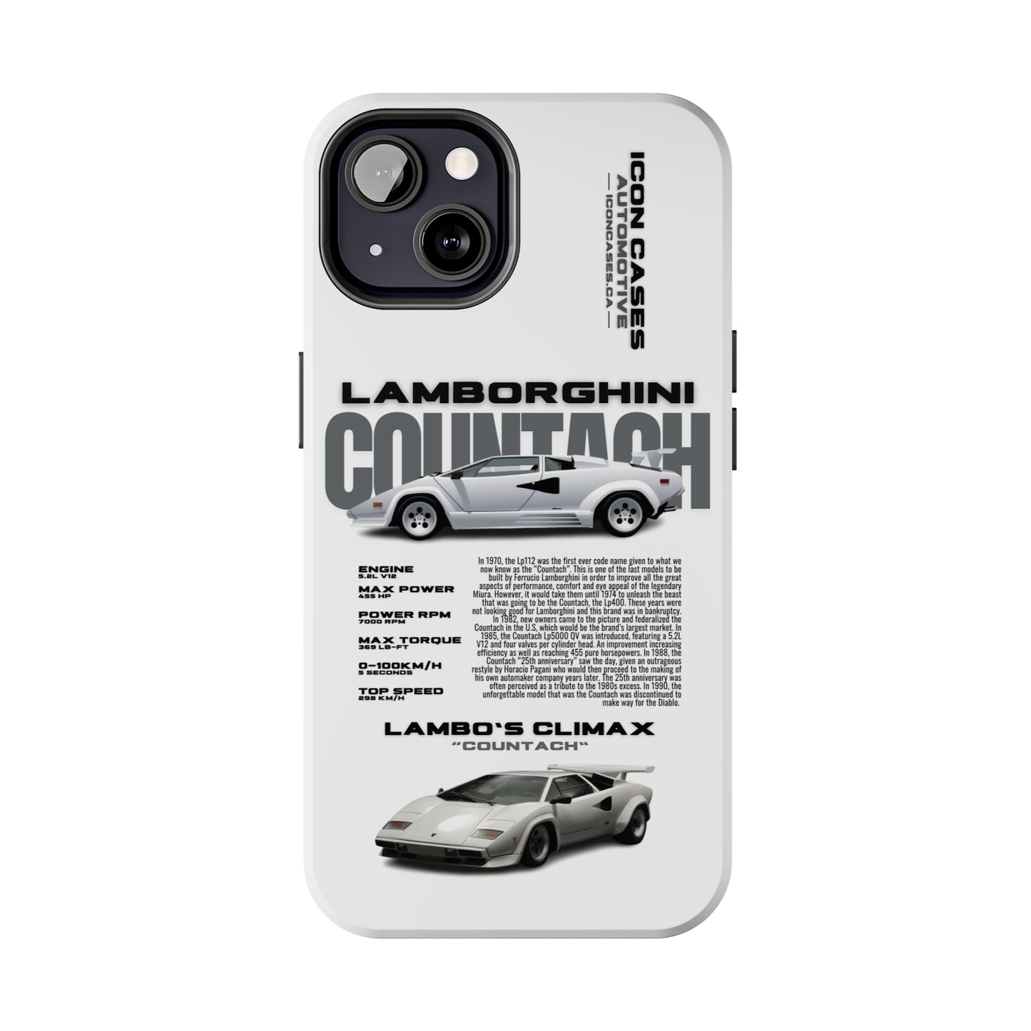 "Countach" White Case Phone Case Icon Cases