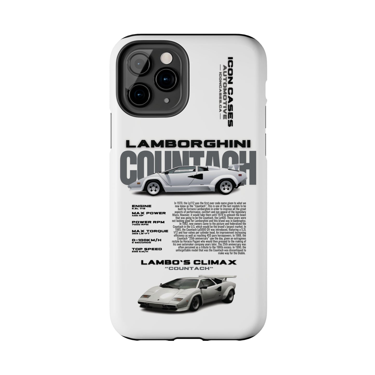 "Countach" White Case Phone Case Icon Cases