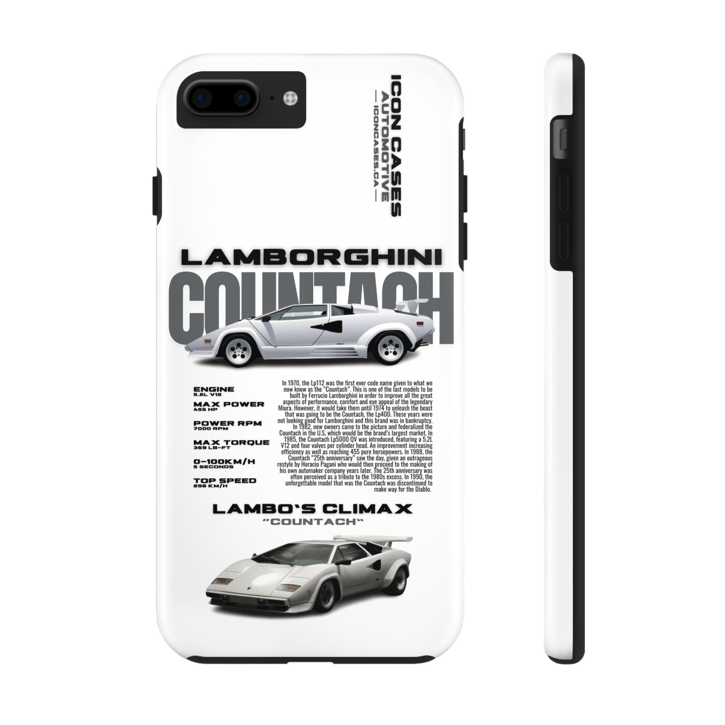 "Countach" White Case Phone Case Icon Cases