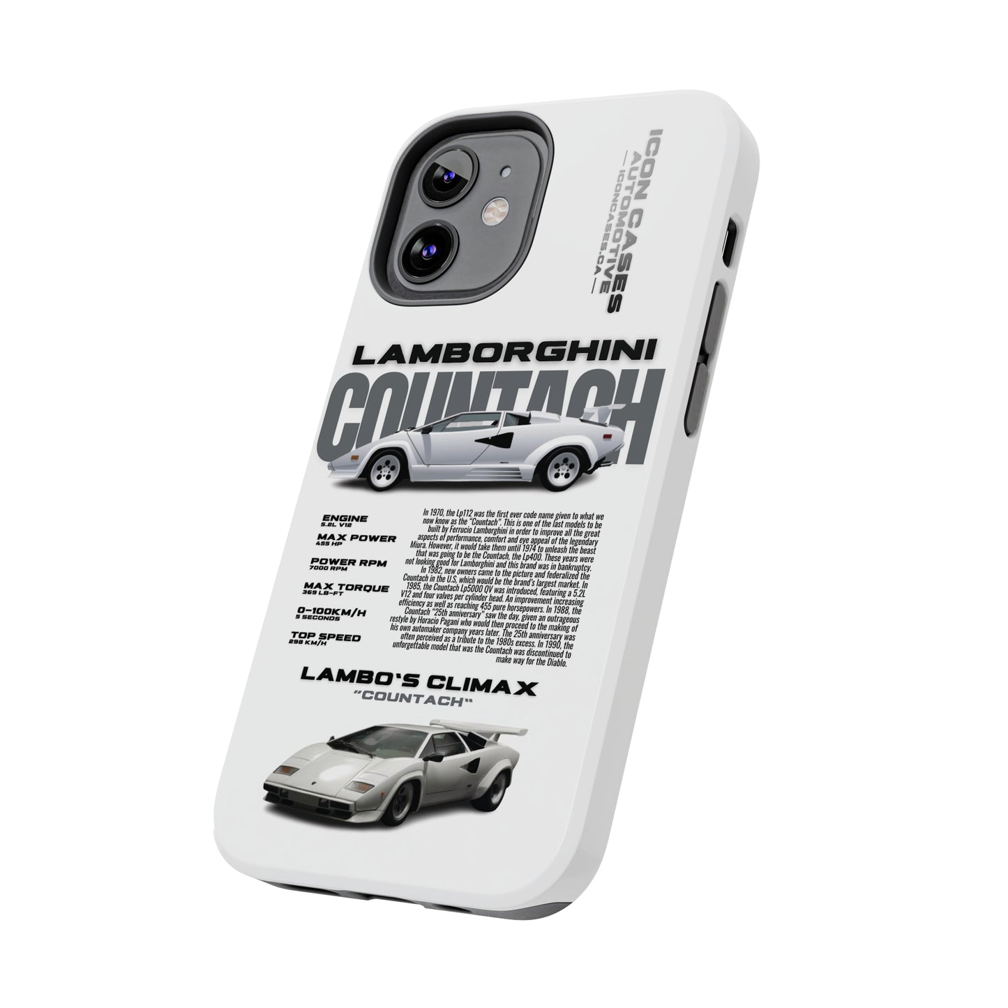 "Countach" White Case Phone Case Icon Cases