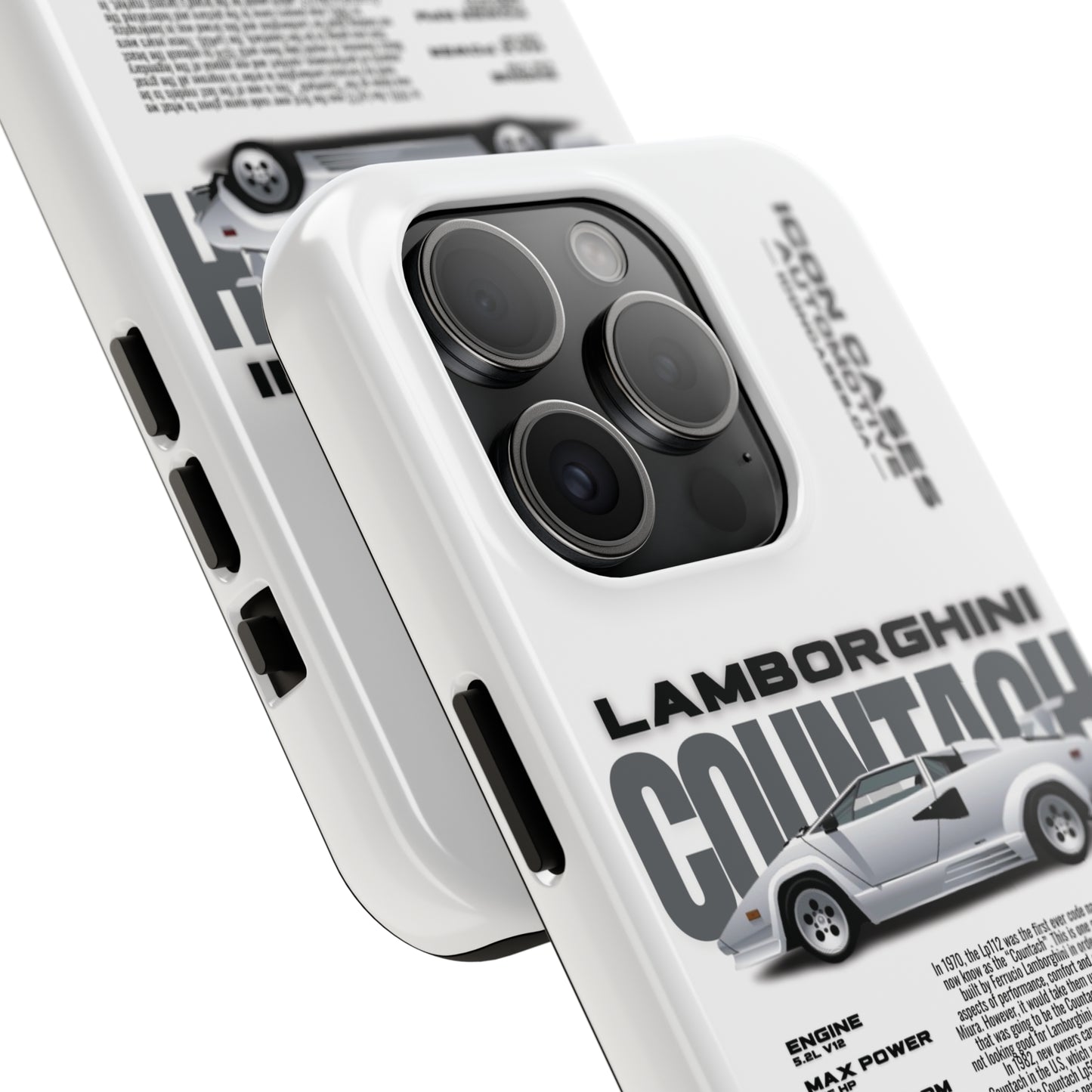 "Countach" White Case Phone Case Icon Cases