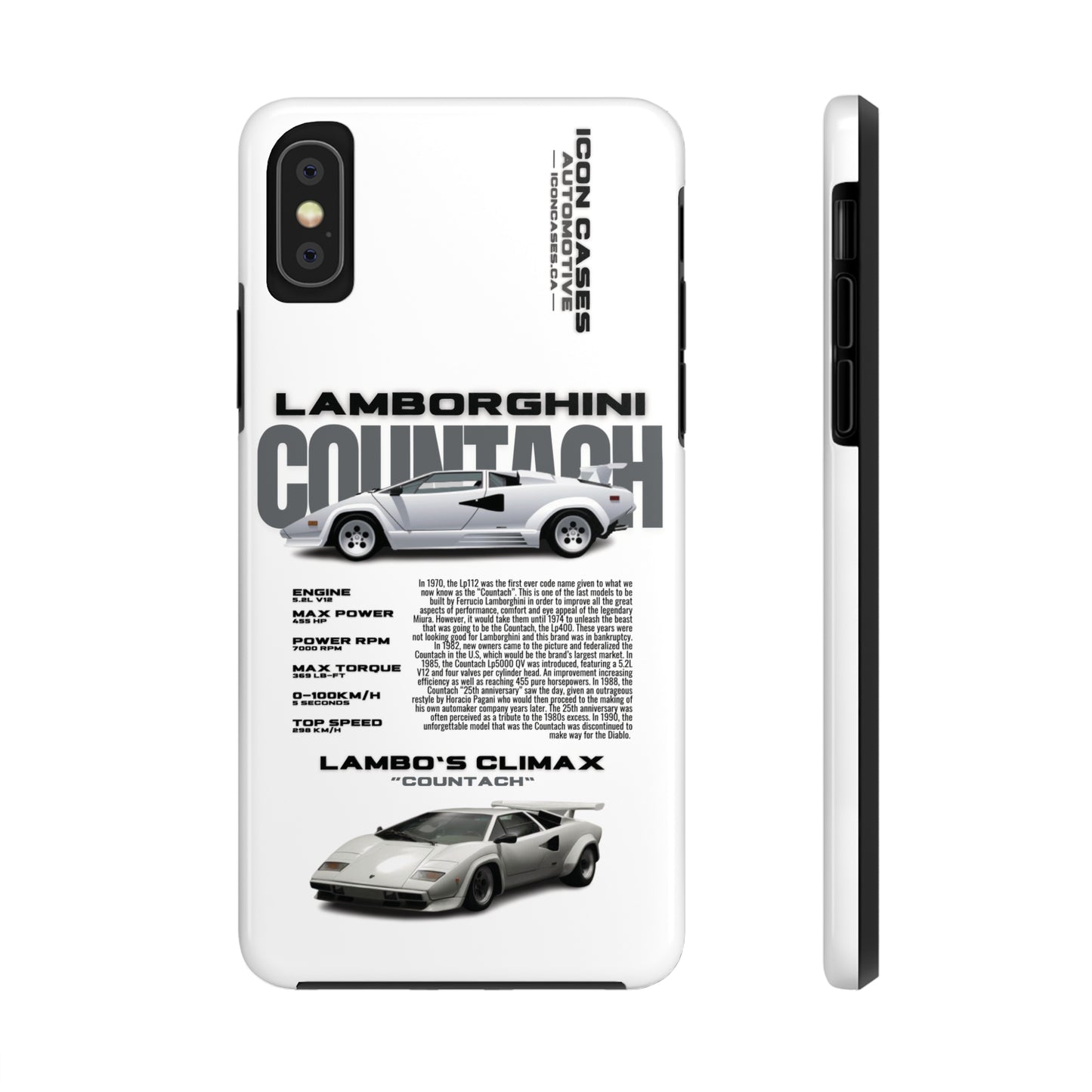 "Countach" White Case Phone Case Icon Cases