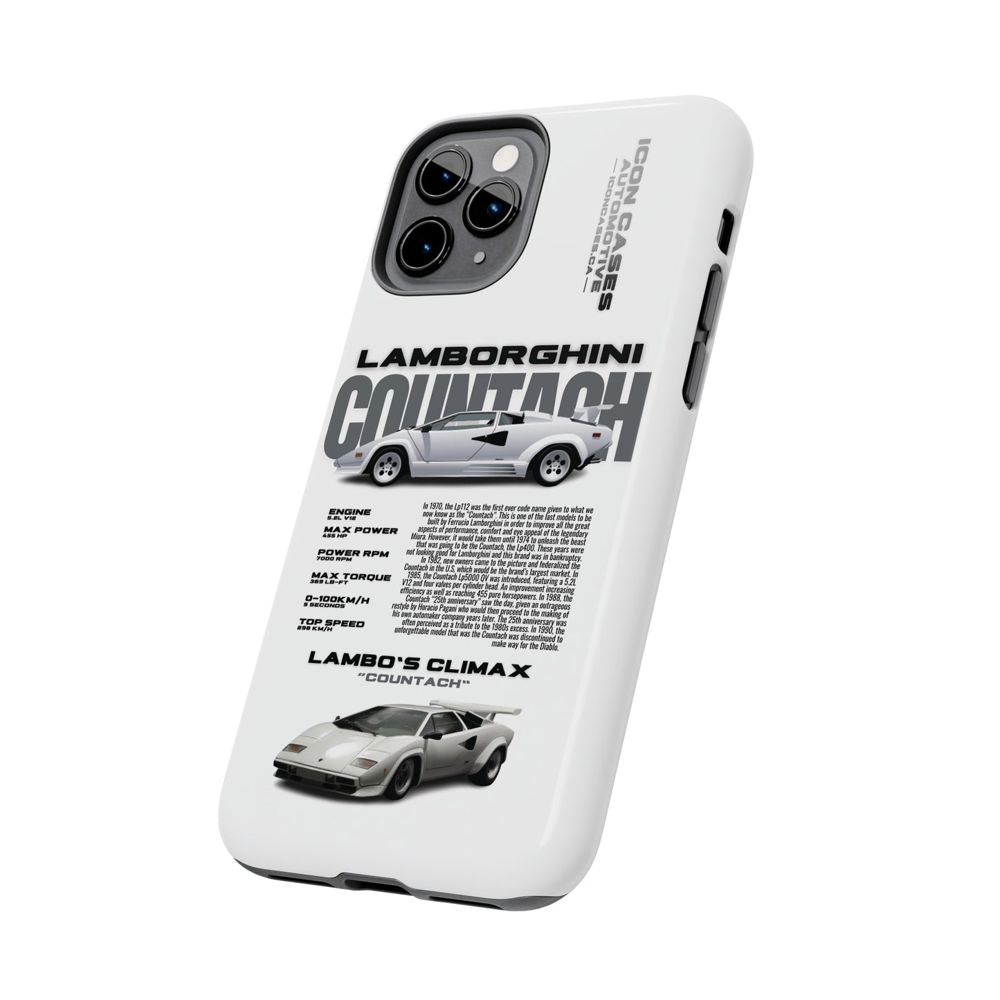 "Countach" White Case Phone Case Icon Cases