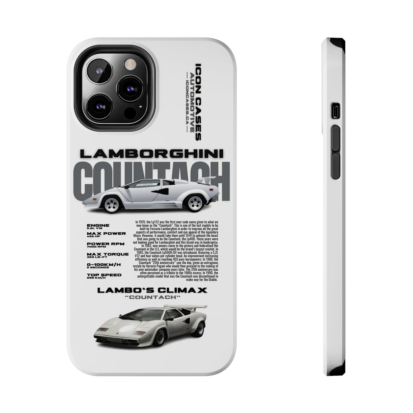 "Countach" White Case Phone Case Icon Cases