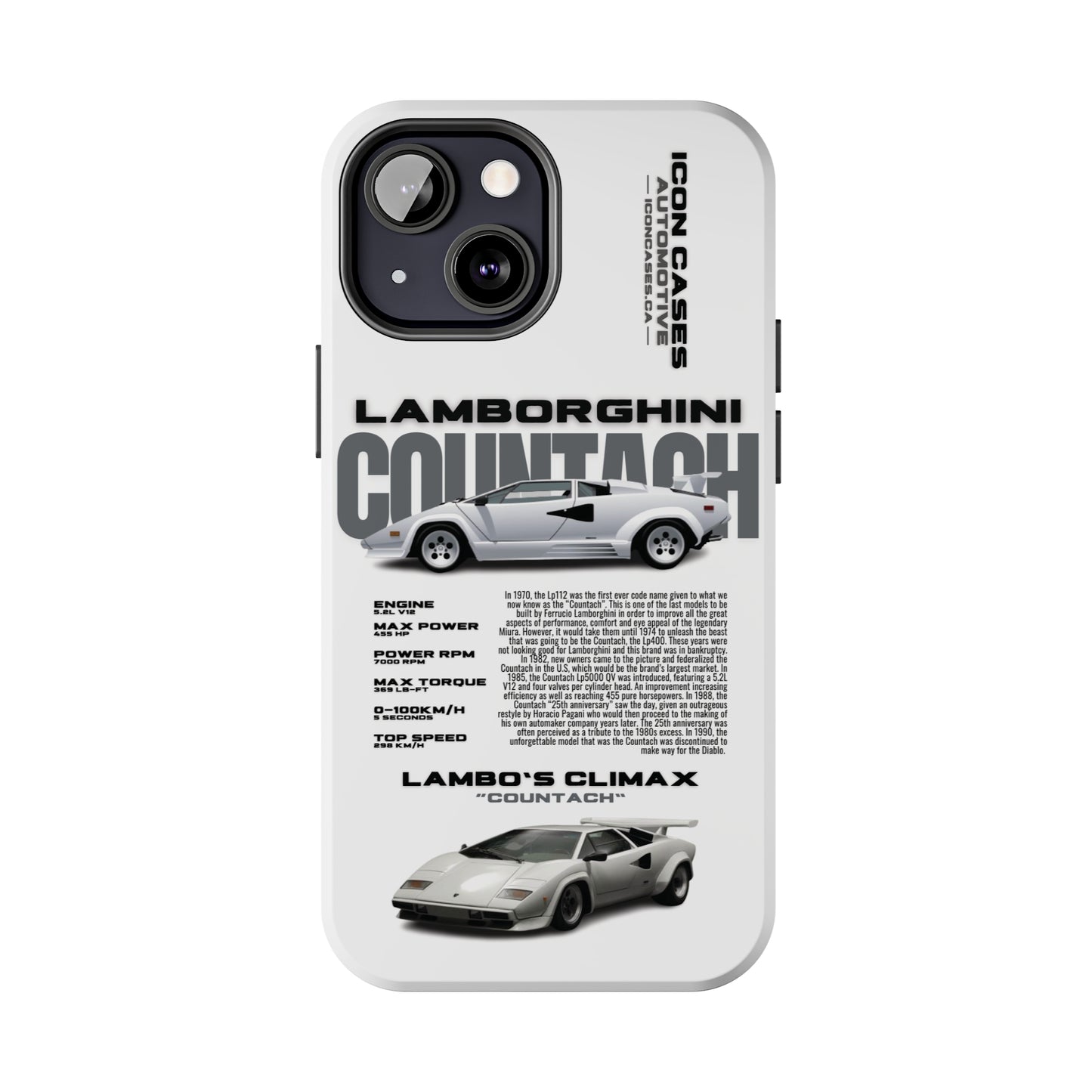 "Countach" White Case Phone Case Icon Cases