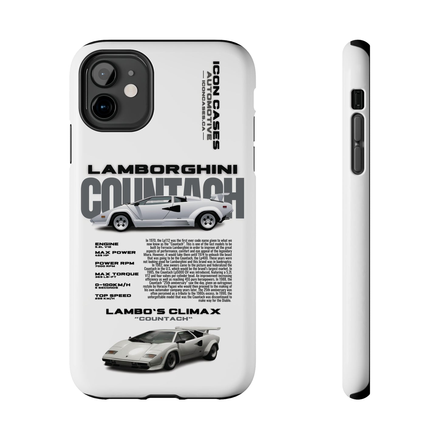 "Countach" White Case Phone Case Icon Cases
