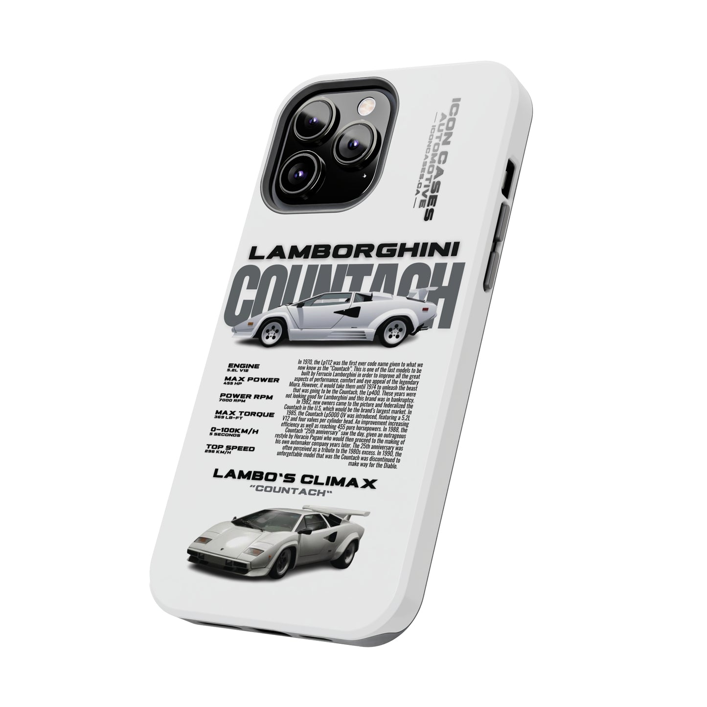 "Countach" White Case Phone Case Icon Cases