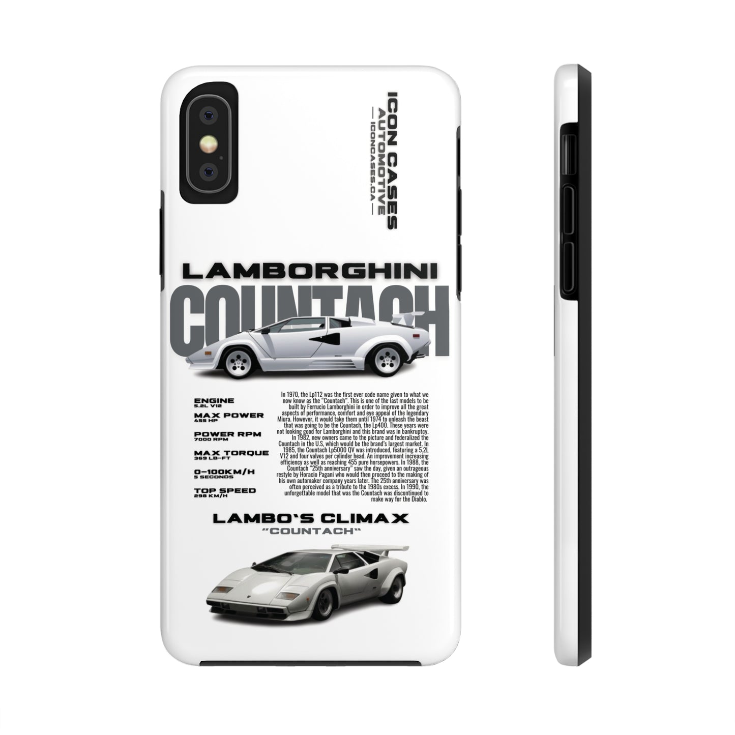 "Countach" White Case Phone Case Icon Cases