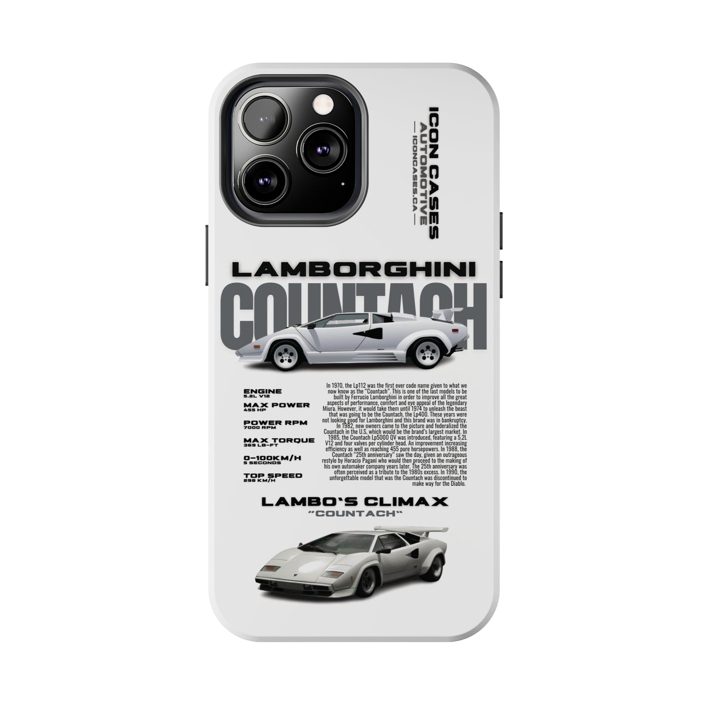"Countach" White Case Phone Case Icon Cases