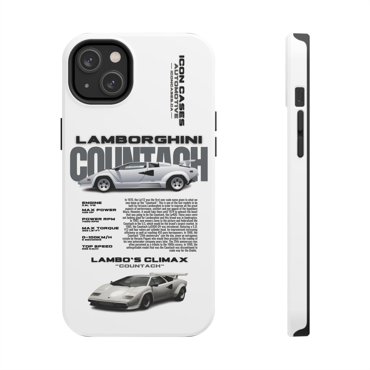"Countach" White Case Phone Case Icon Cases