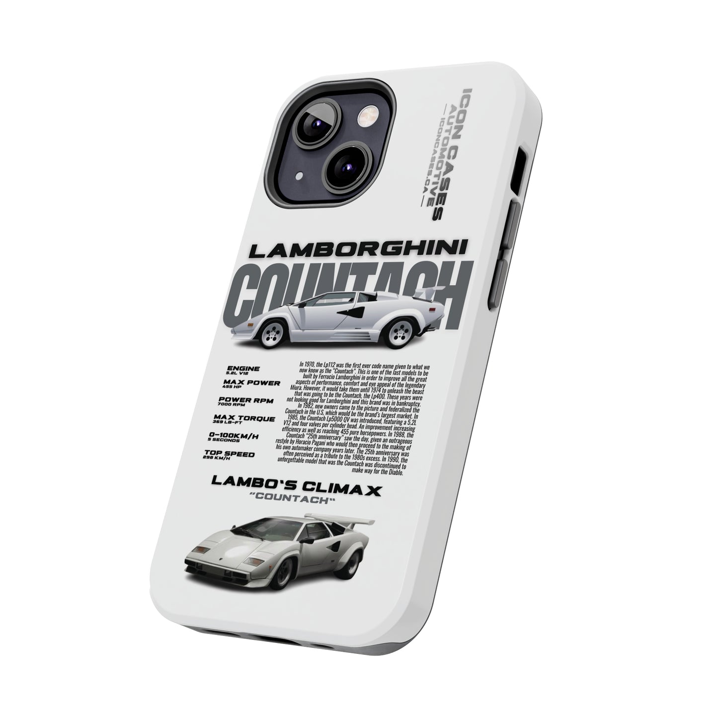 "Countach" White Case Phone Case Icon Cases