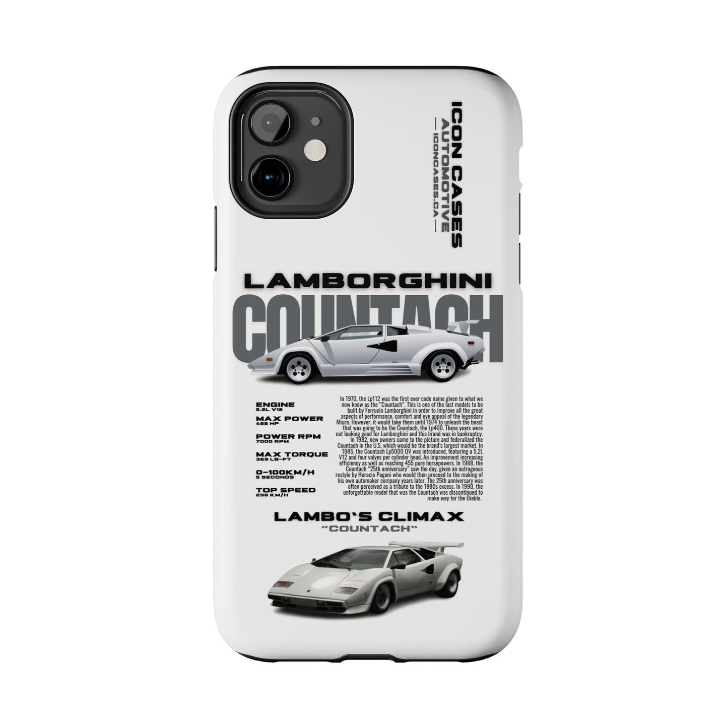 "Countach" White Case Phone Case Icon Cases