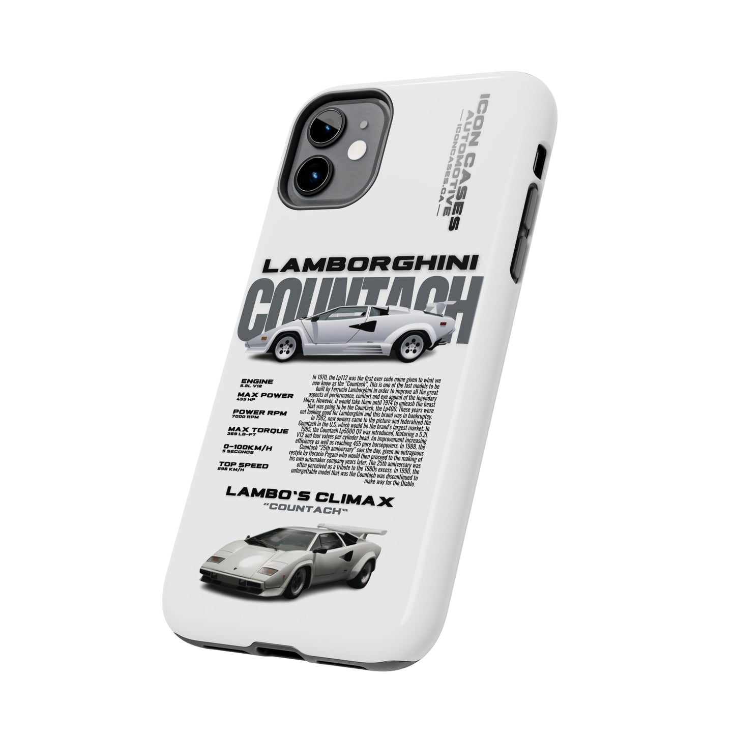 "Countach" White Case Phone Case Icon Cases