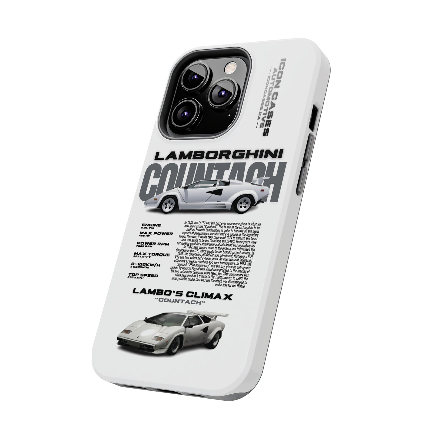 "Countach" White Case Phone Case Icon Cases