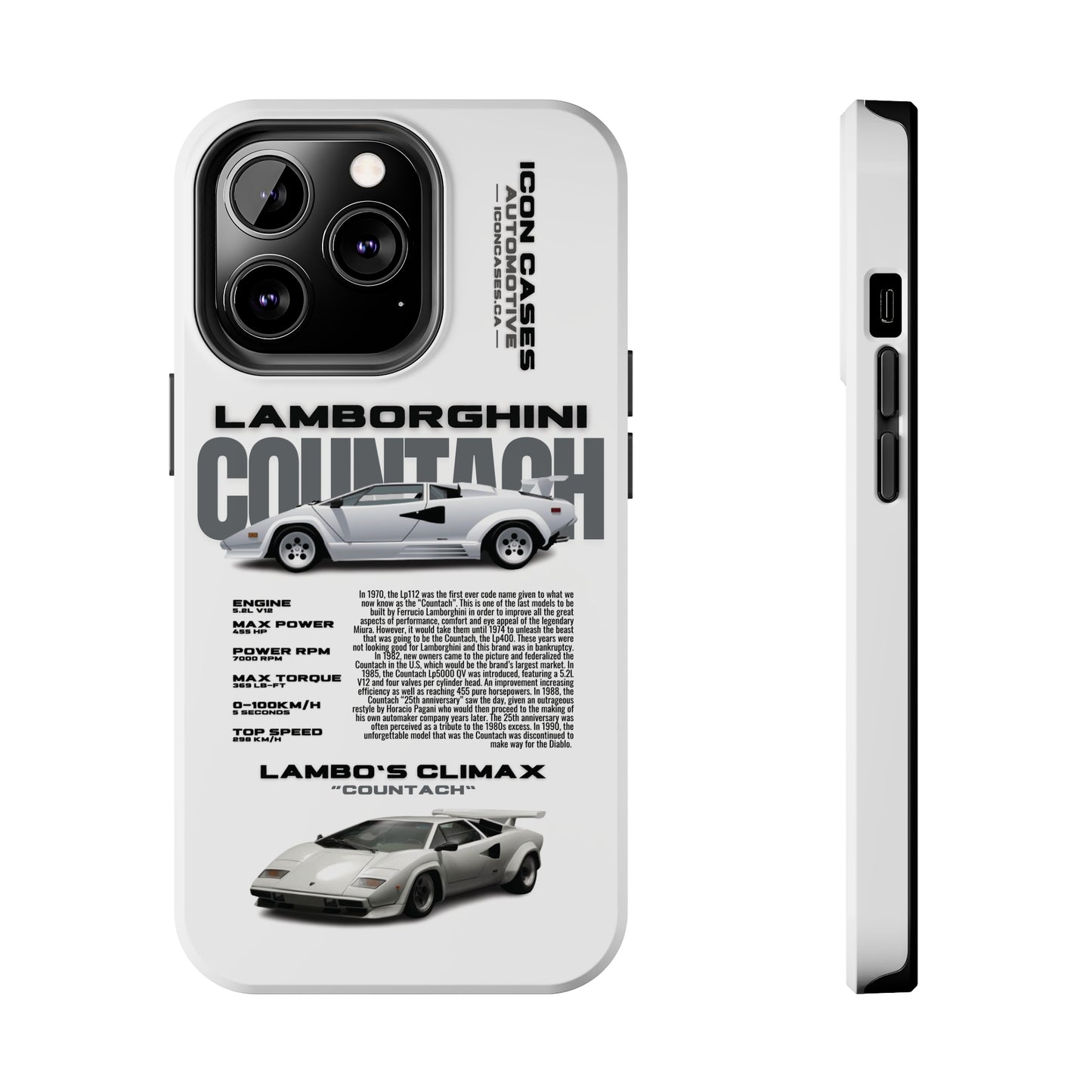 "Countach" White Case Phone Case Icon Cases