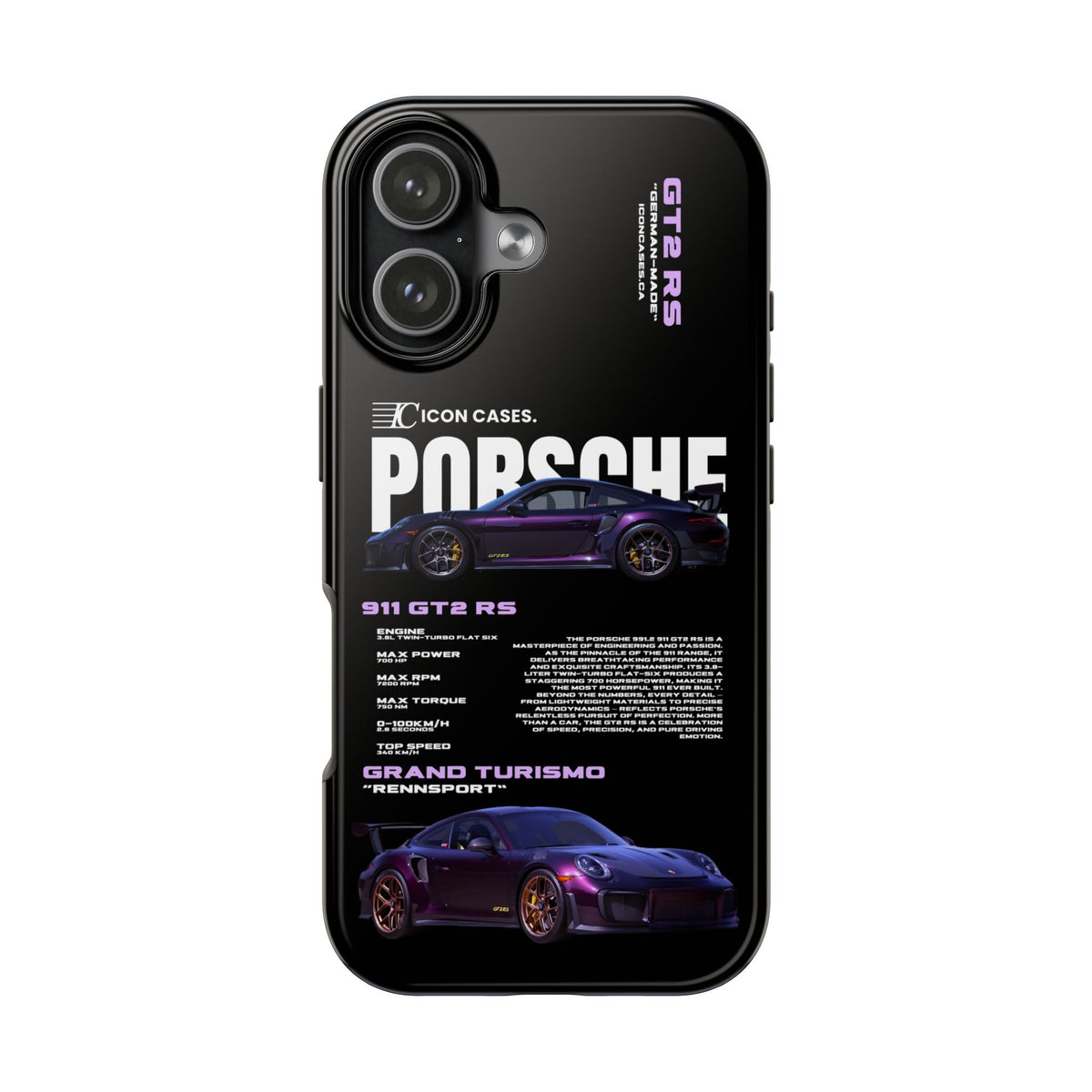 "Purple GT2RS" Black Case