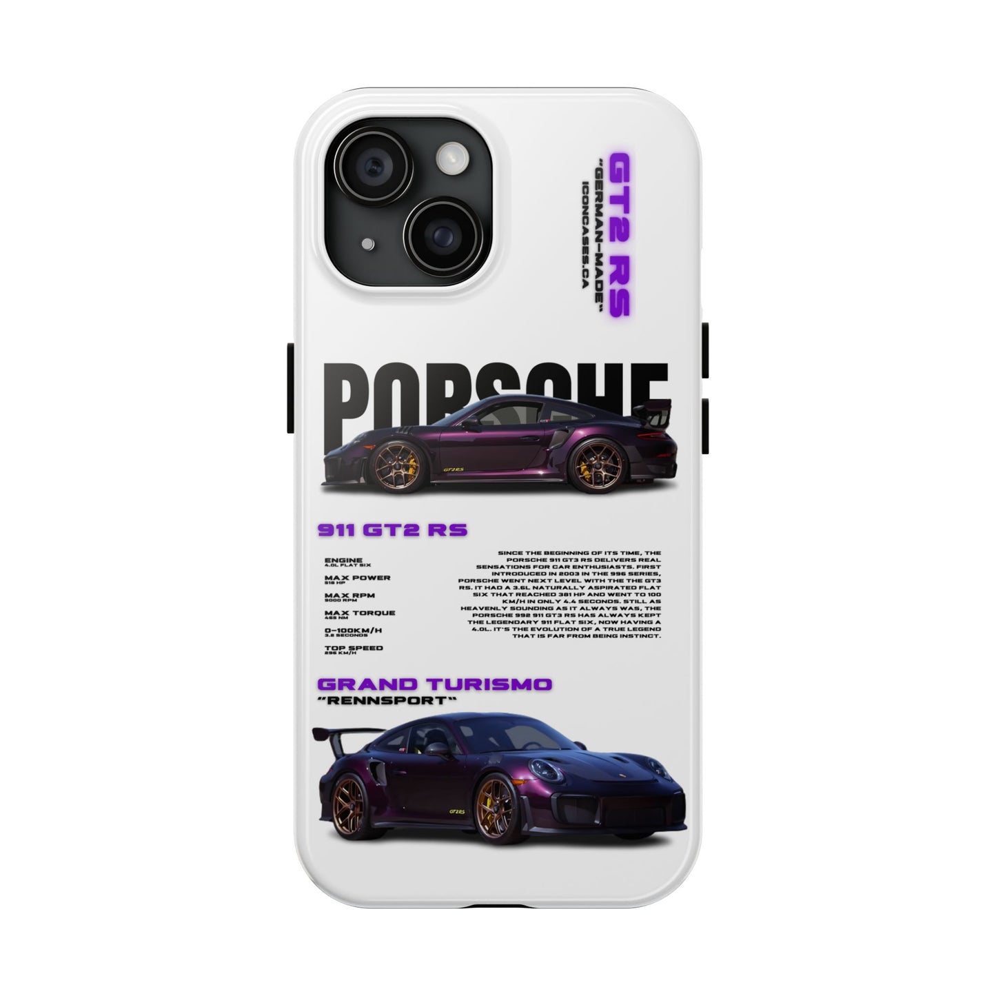 "Purple GT2RS" White Case Phone Case Icon Cases