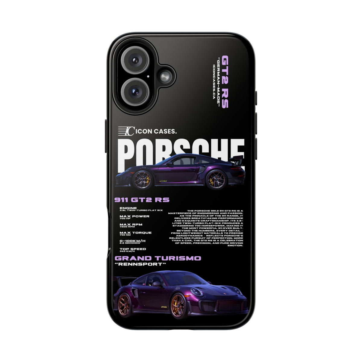 "Purple GT2RS" Black Case
