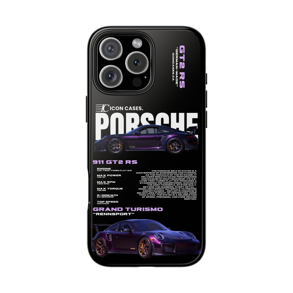 "Purple GT2RS" Black Case