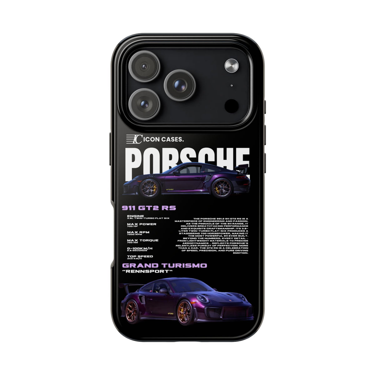 "Purple GT2RS" Black Case