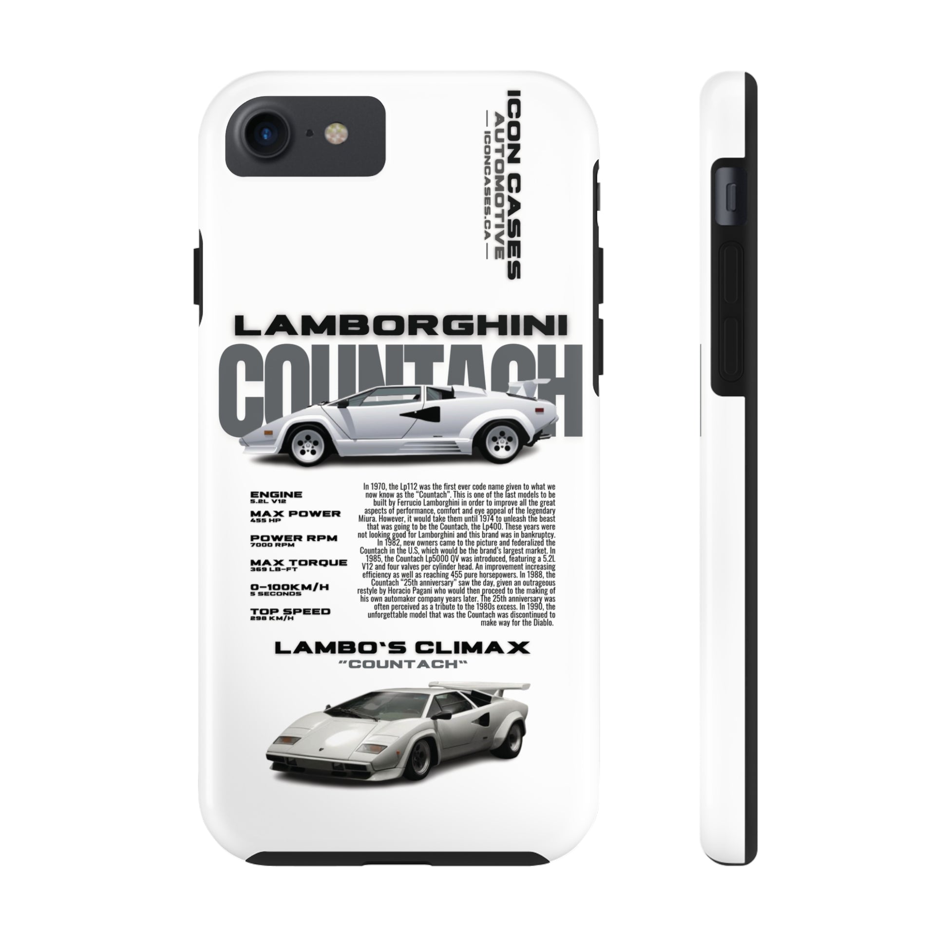 "Countach" White Case Phone Case Icon Cases