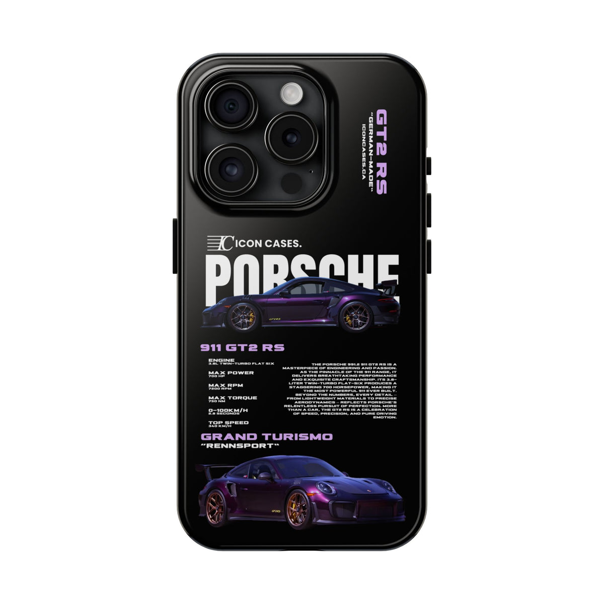 "Purple GT2RS" Black Case