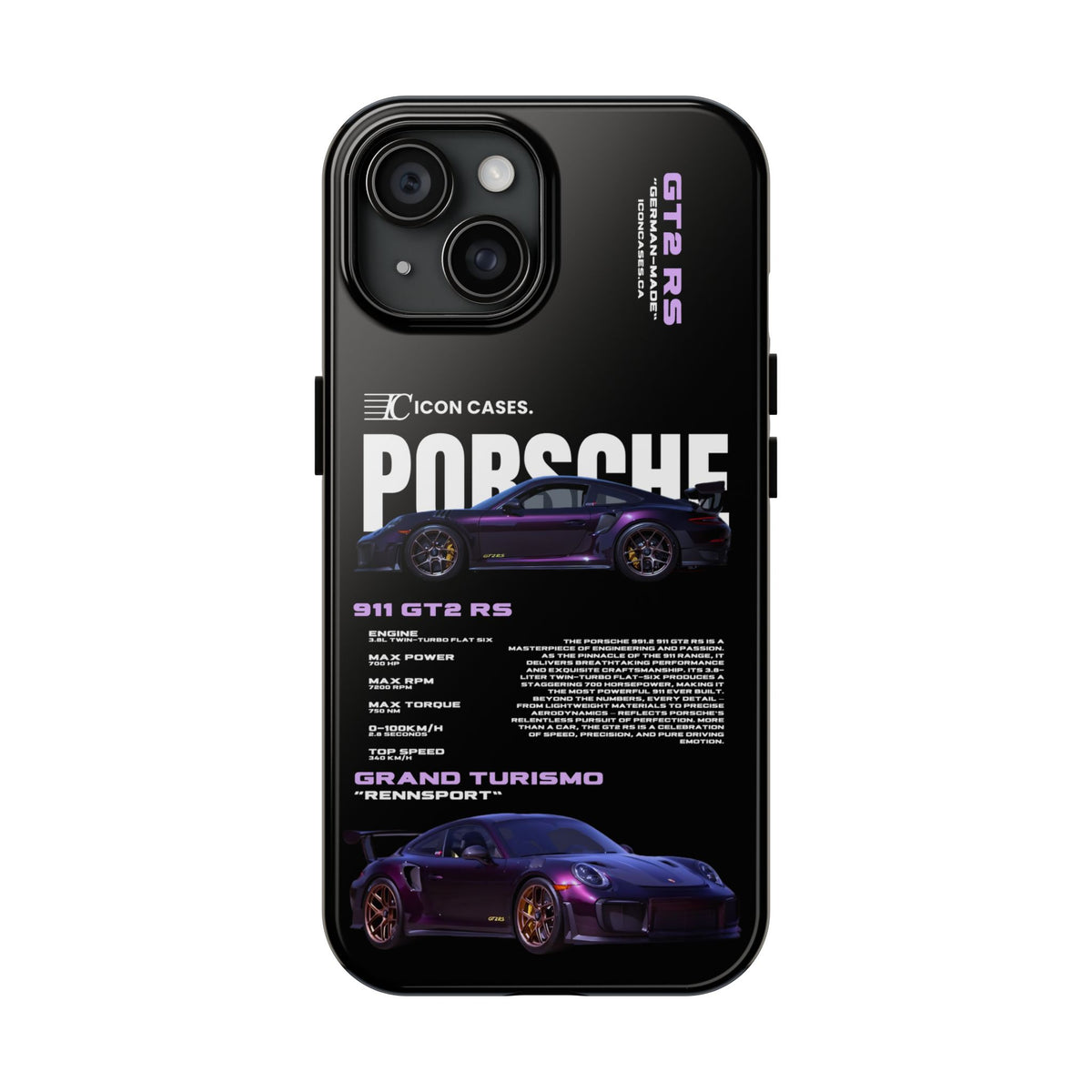 "Purple GT2RS" Black Case