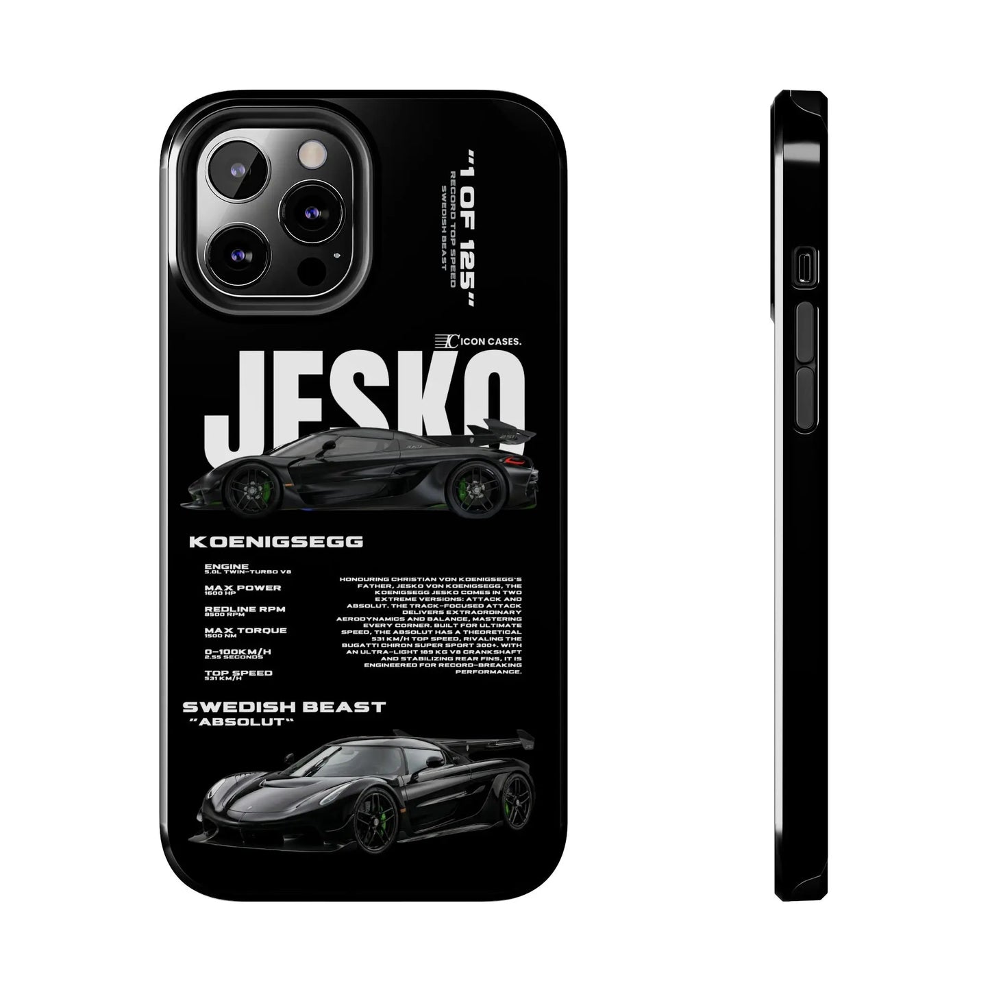 "Jesko" Black case Phone Case Icon Cases